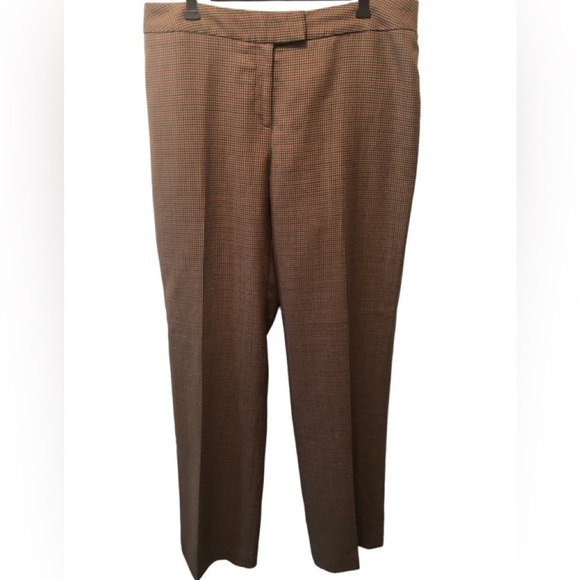 Pendleton 100% Wool Houndstooth Trouser Pant Slacks 14T Straight Leg  Brown Red - Picture 1 of 9